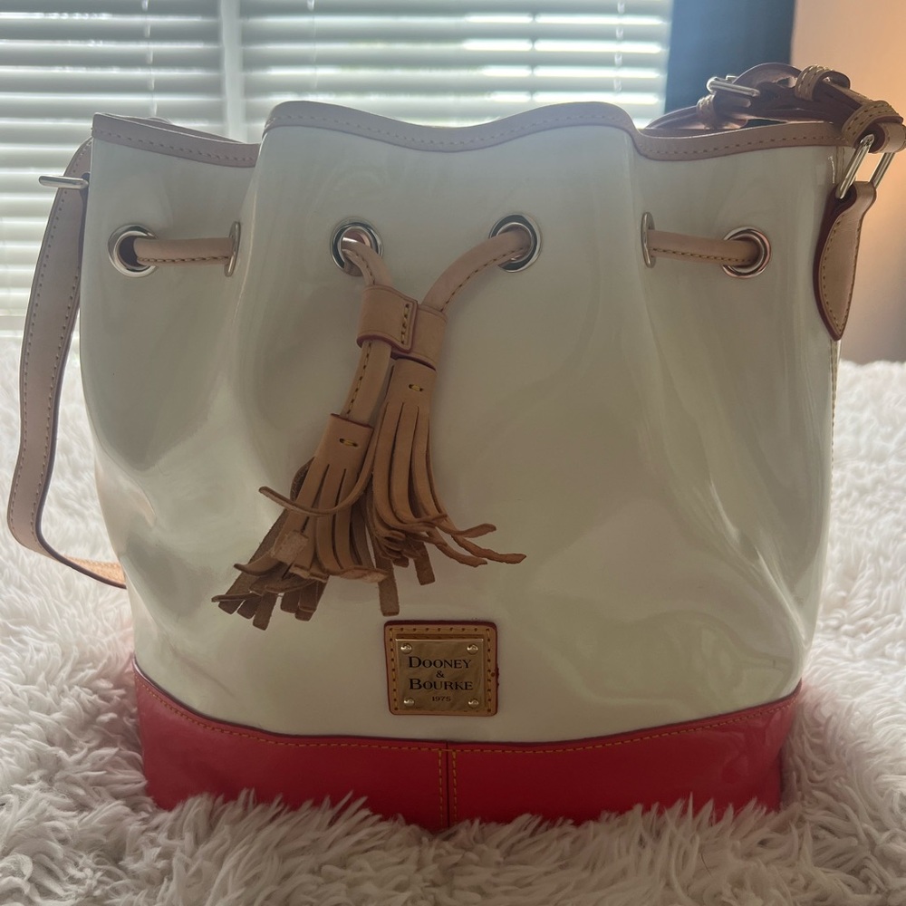 Dooney & Bourke Red and Cream Bucket Bag